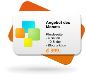 Angebot des Monats  Pferdeseite - 4 Seiten  - 10 Bilder - Blogfunktion  399,-